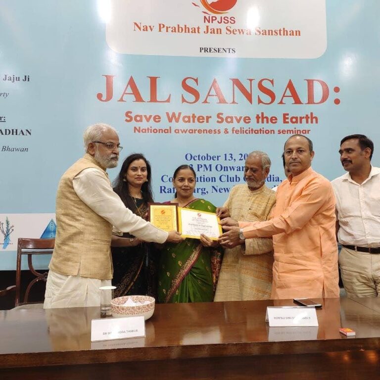 Honoured for Water Awareness – Sarita Bhatia Receives Sajag Jal Prahri Samman